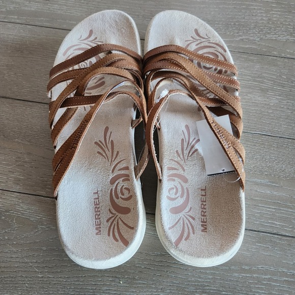 Merrell Harbor Post Womens Brown Strappy Comfort Thong Sandals Size 9M Hazel NWT - Picture 2 of 6